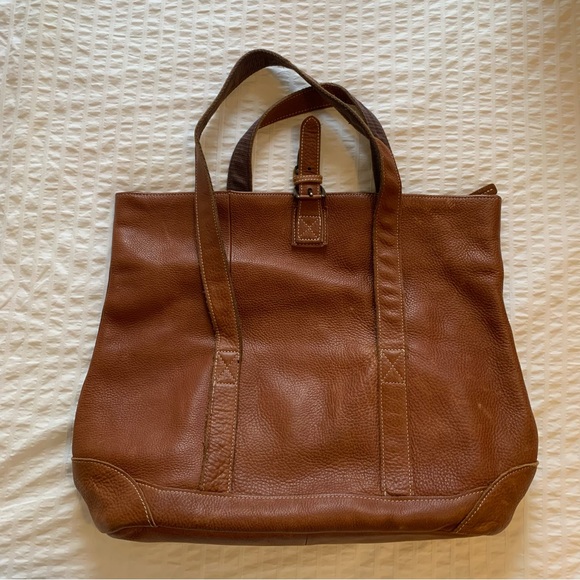 L.L. Bean Leather Messenger Tote (Medium), Brown Leather - Picture 1 of 11
